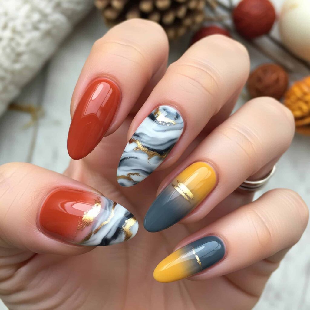 unghie autunno 2025 effetto marmo